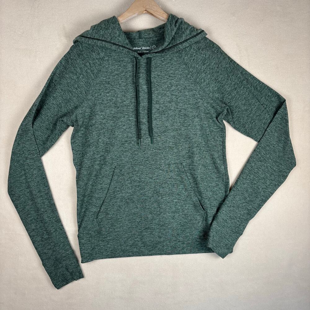 Outdoor Voices Small Women's All Day Pullover Olive Green‎ Cloud Knit Hoodie